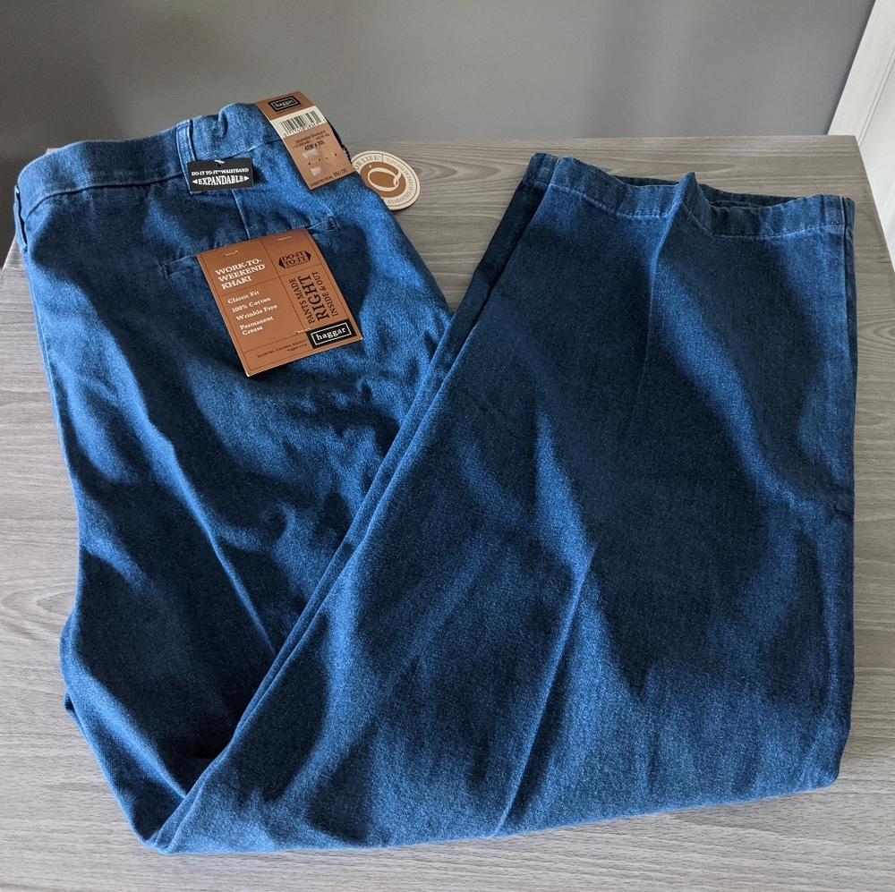 Haggar Expandable Waistband LT Stonewash Jeans Mens Size 42X29 ~ NEW WITH TAGS!